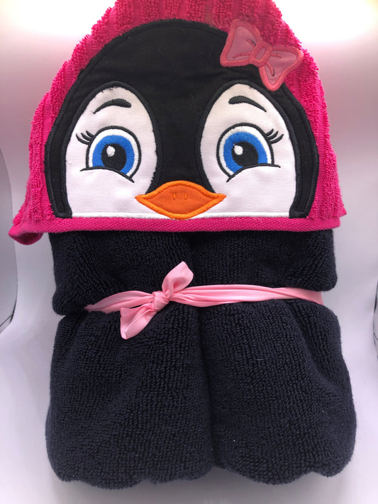 Girl Penguin Hooded Towel